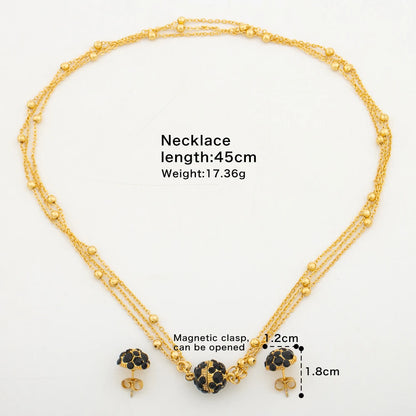 Trend Zircon Crystal Jewelry Set for Party Layers Necklace and Stud Earrings Weddings Bridal Cuff Bangle Ring Set for Party Gift