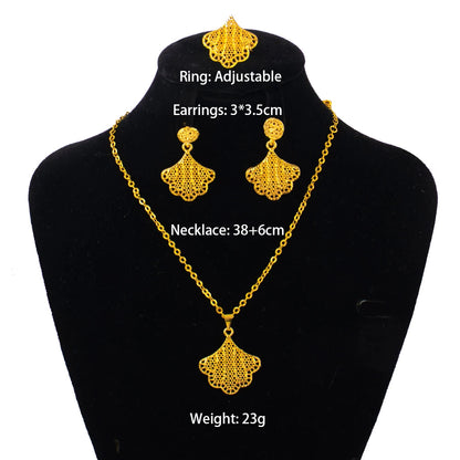 fashion gold jewelry set stainless steel earrings necklaces for women simple Personality gift wedding party Accessories