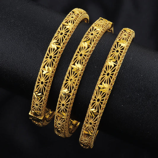 Women Charm Bracelet Dubai 24K Gold Color Bangle Ethiopian Hawaiian Jewelry For Summer Women Party Gift