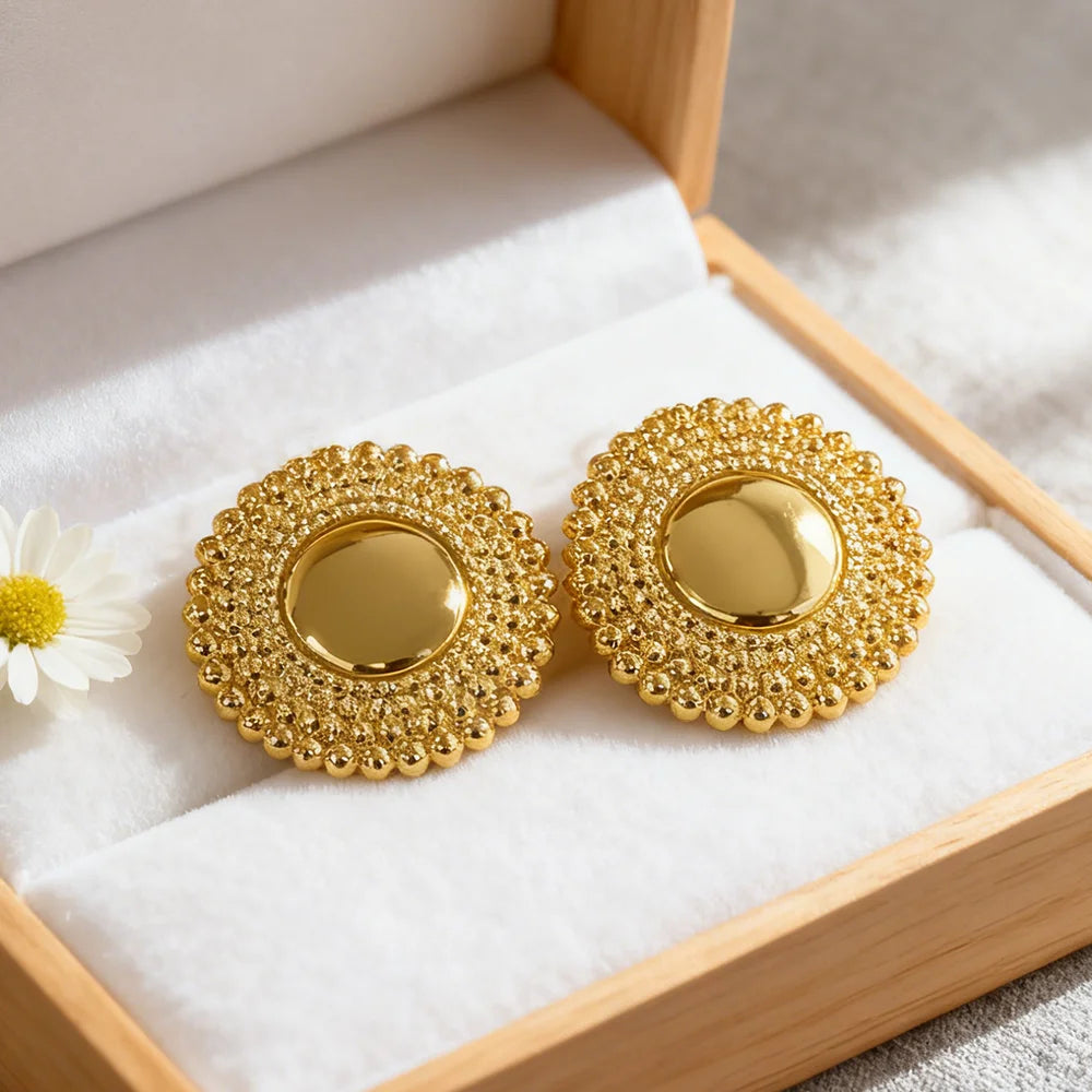 18k Gold Plated earrings jewelry for Woman stainless steel earrings Dubai Bride Engagement Luxury Hoop Earrings Set