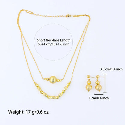 Italy French Gold Plated Round Necklace Earrings Set for Women Charm Gold Color Jewelry Gift for Party Wedding Dating