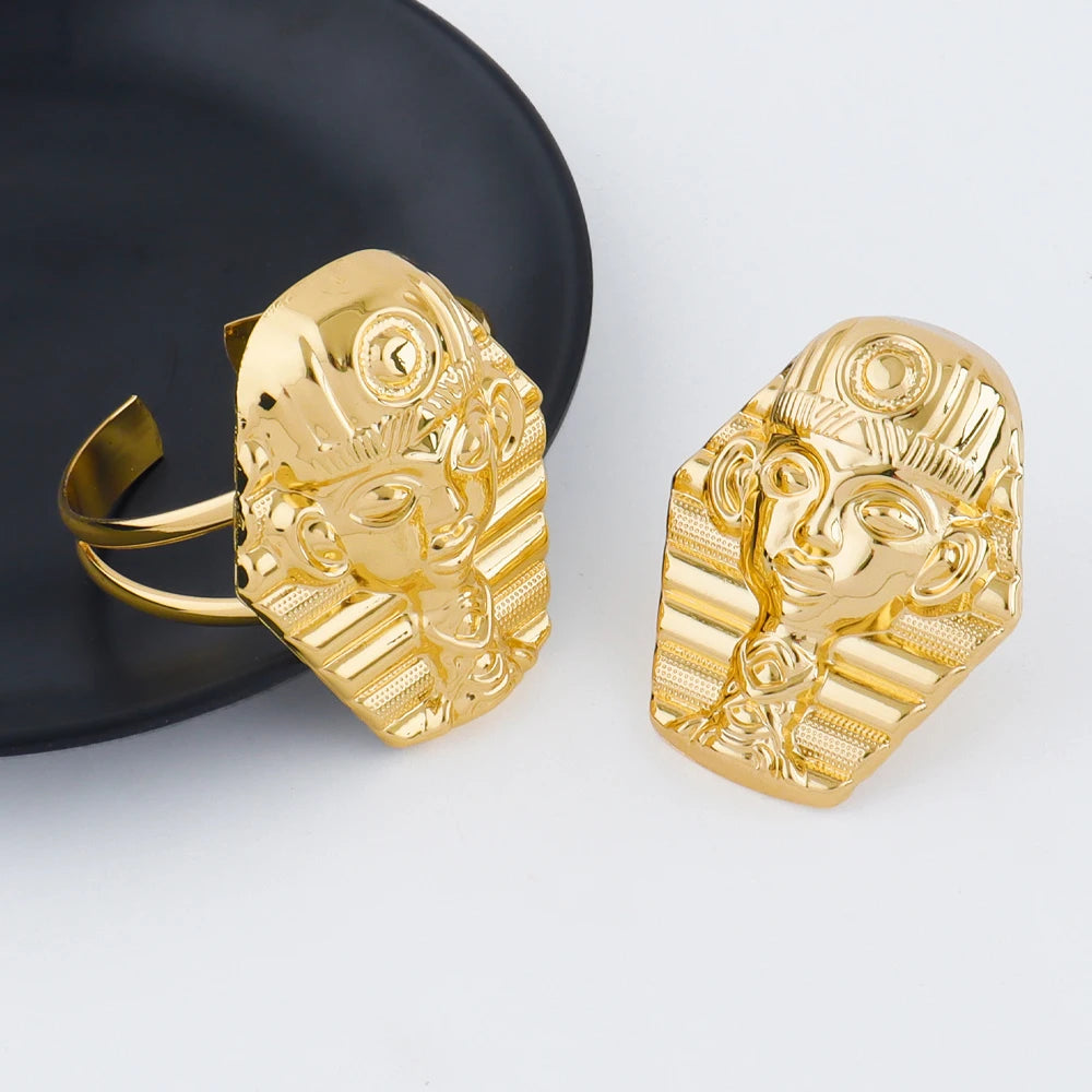 plated jewelry accessories italian hot selling wedding party Egyptian Pharaoh earrings bracelet ring earrings necklace