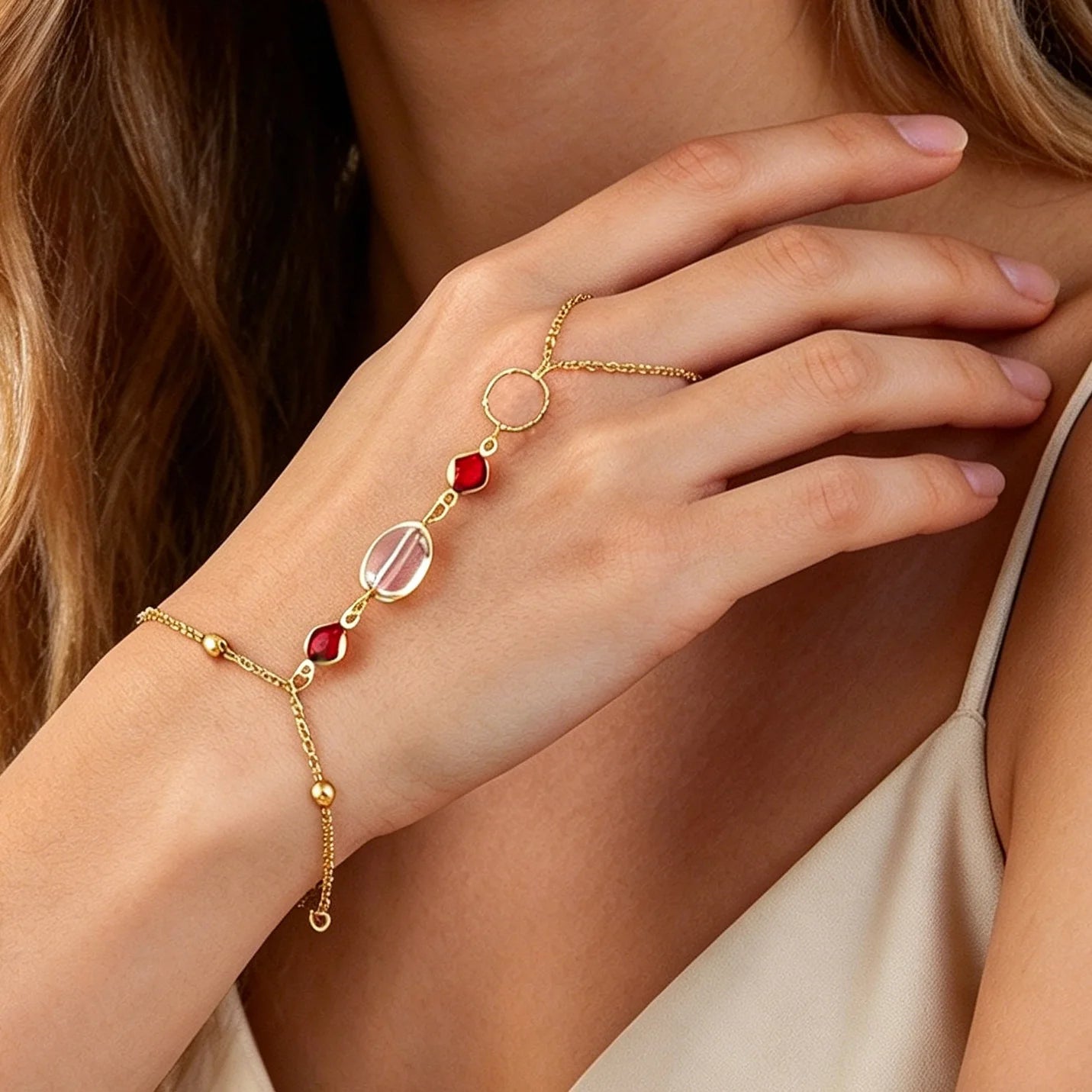 Fashionable Gold Plated Bracelet Women's Link Bracelet Stainless Steel Ring Bracelet, Fashionable Wedding and Party Jewelry
