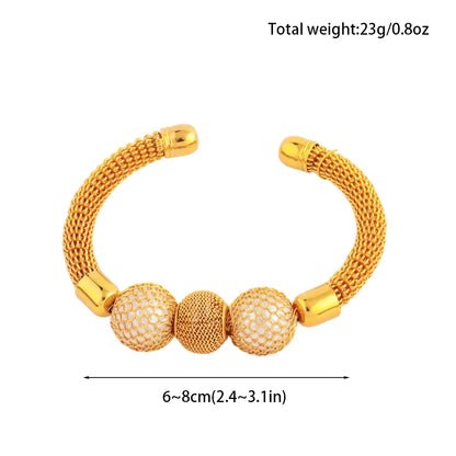 Tone Dubai Bead Grid Adjustable Bangle for Women, Luxury Fashion Bracelet Gift for Party Wedding Mother’s Day, Jewelry
