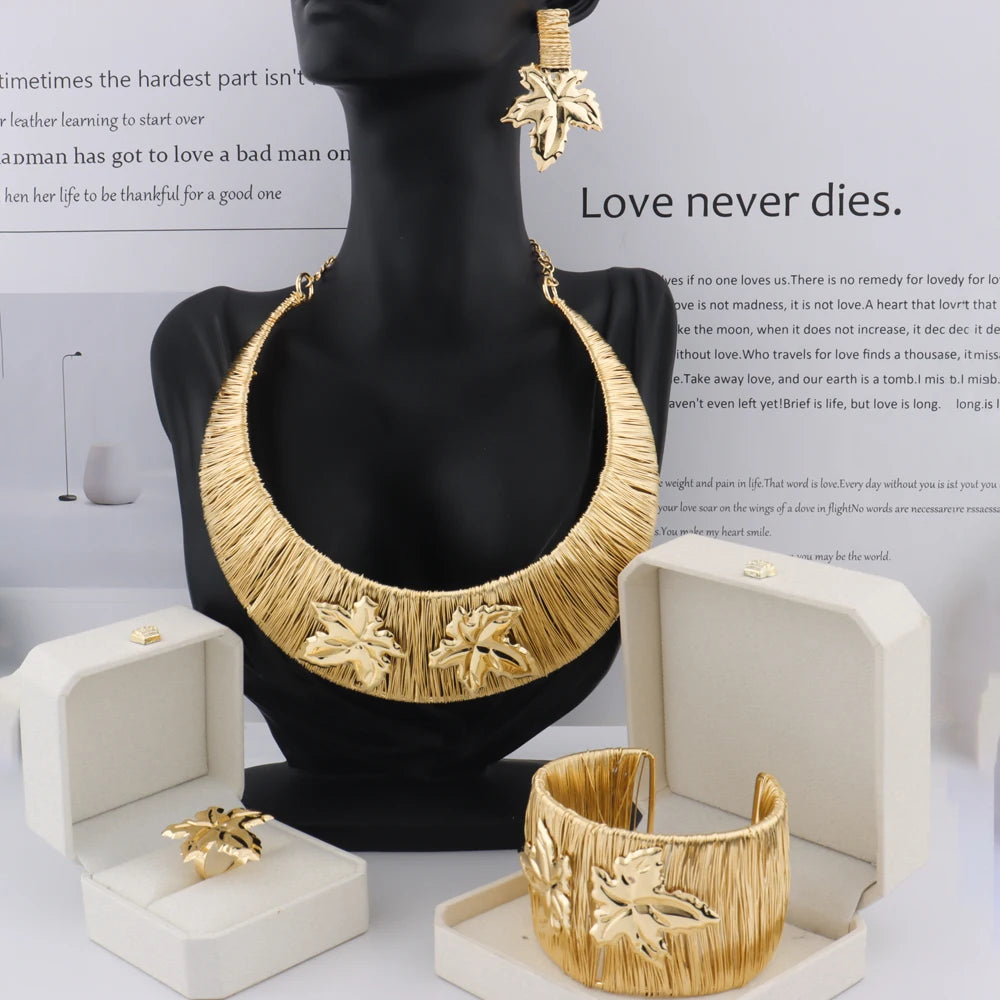 Dubai Jewelry Sets for Women, Nigerian Indian Bridal Necklace Earring Set Party Gift Jewellery Woman Accessories