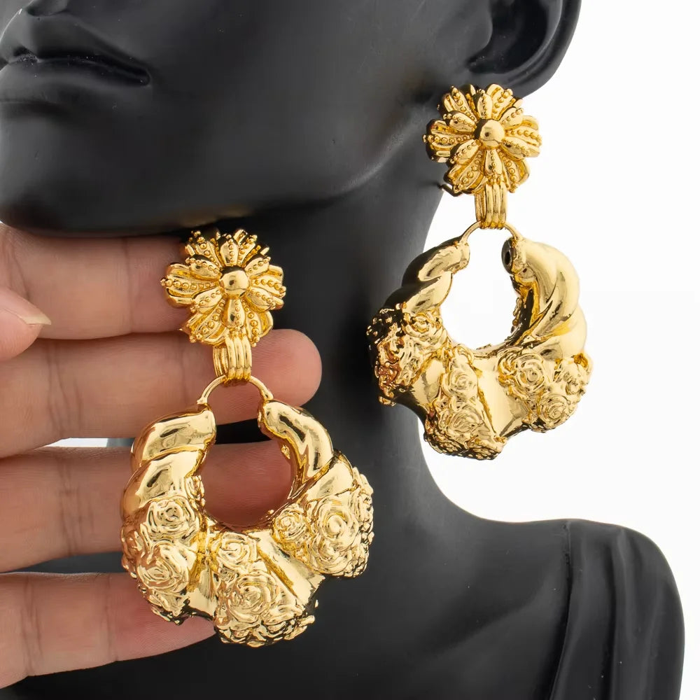 Trendy Drop Earrings for Women Geometric Hollow Out Bold Earrings Daily Wear Holiday Party Gifts Fashion Jewelry Accessories