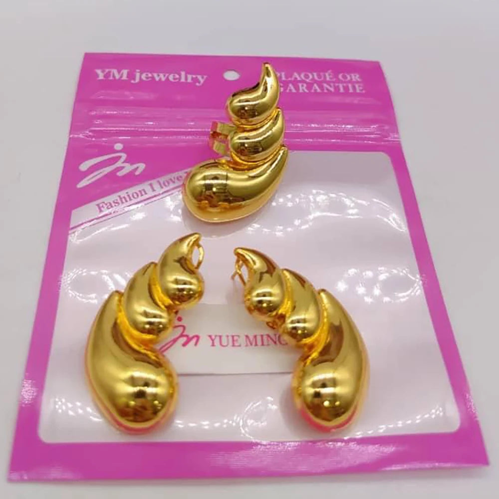 Women African 18k Gold Color earrings ring Set Leaf Design 2pcs jewelry set Dubai engagement jewelry set Wedding Gift Accessorie