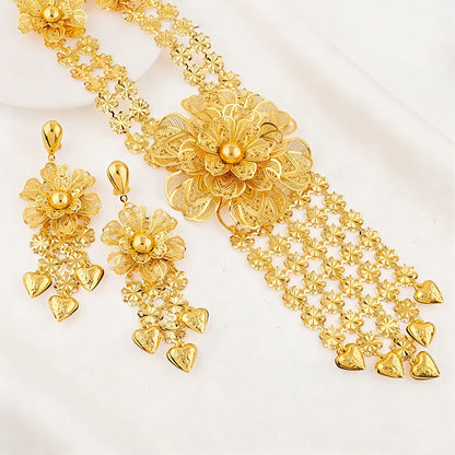 Dubai Necklace and Earrings Set Statement Design for Brides Wedding Attire Bridesmaids' Gifts, and Women's Jewelry Set