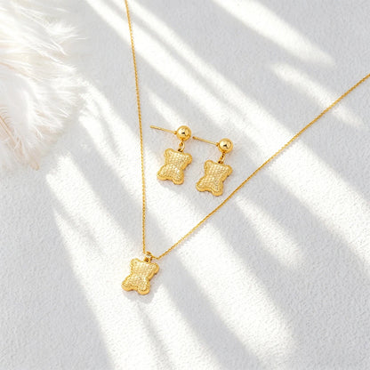 Girls Jewelry Sets Necklace and Earring Sets Cute Teddy Bear Pendants Christmas Gifts for Girls Wholesale