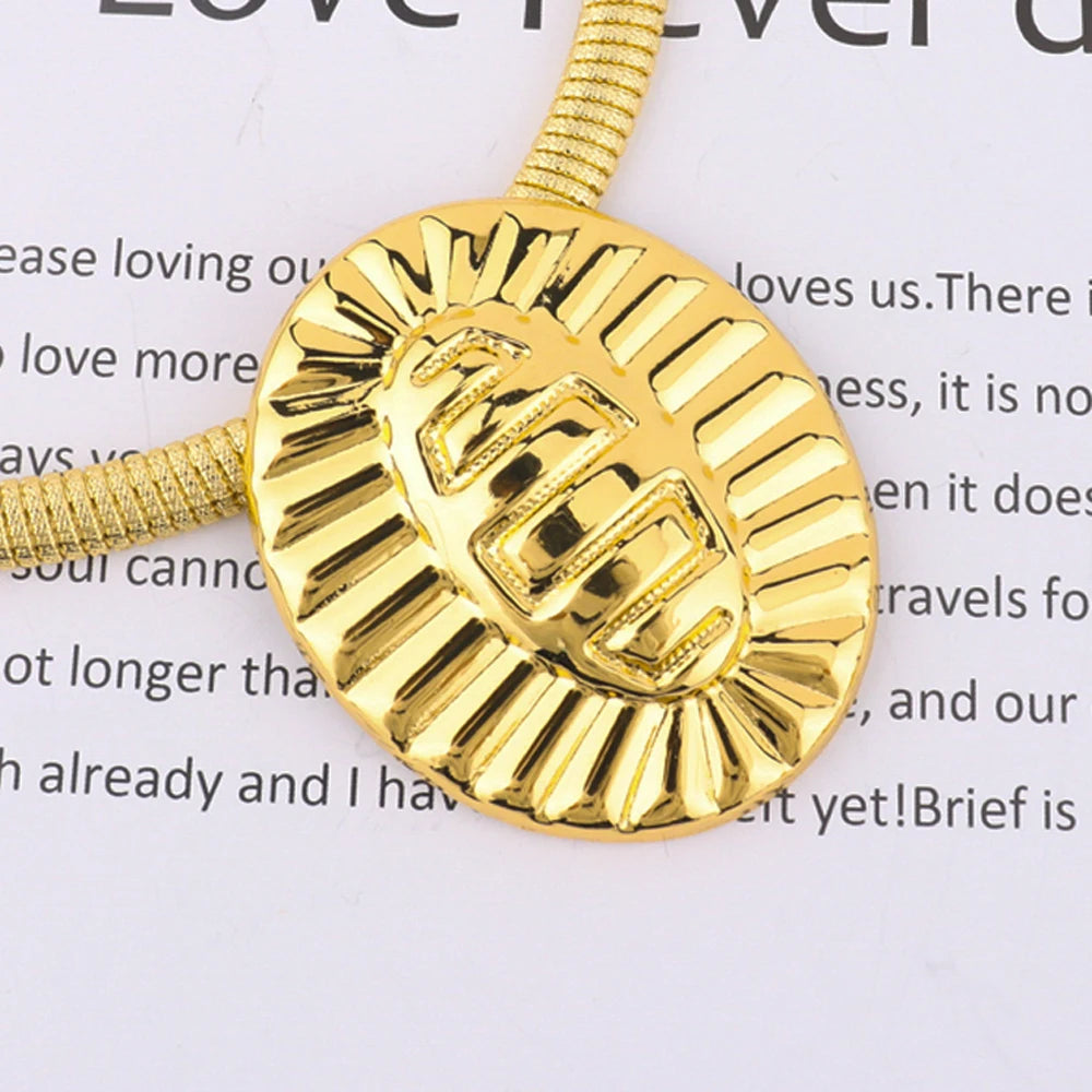 gold jewelry sets for woman Elliptical Bangle Ring necklace and earrings set Trendy Sets Gift For African Party Wedding