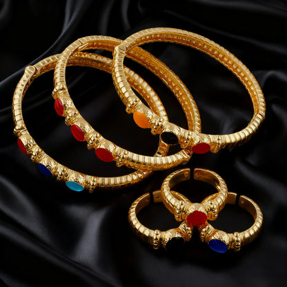 Mid-century  natural stone elastic bracelet, niche EU/US design, adjustable jewelry set for women, stone earring vibe