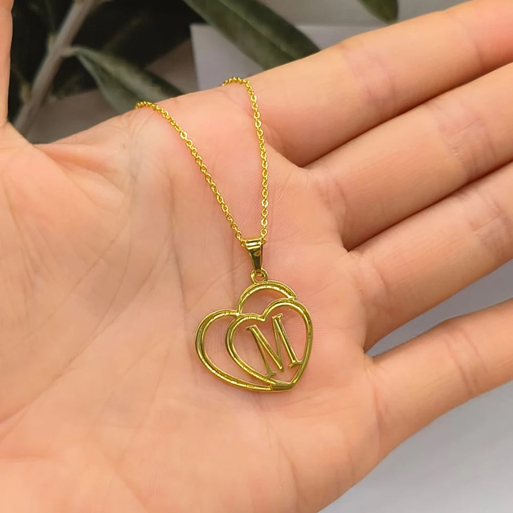 Dainty Letter Necklaces Stainless Steel For Women Gold Color Minimalist love Necklace Femme Wedding Jewelry Gift