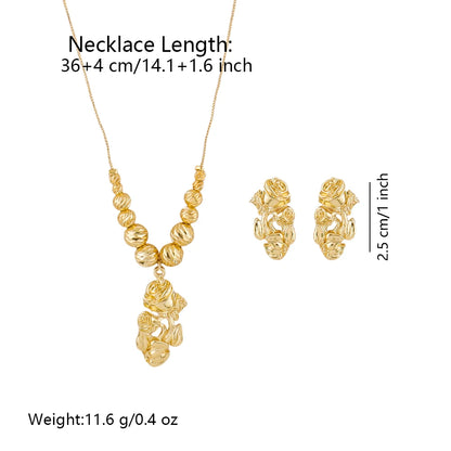 Geometric Earring Set Love Necklace Women Luxury Design Gold Plated Jewelry Set Fashion Dubai Jewelry Vintage Accessories Party