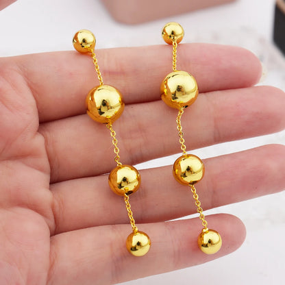 Stainless Steel Ball Shape Earrings Necklace to Women New Gold Color Fashion Jewelry Set For America Dubai Party Wedding Wearing