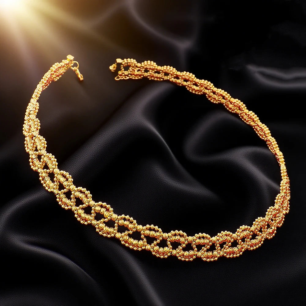 Luxury Gold Plated Necklace Earrings Ring Bracelet Jewelry Set for Women Man Dubai Noble Design Jewelry Gift for Party Wedding