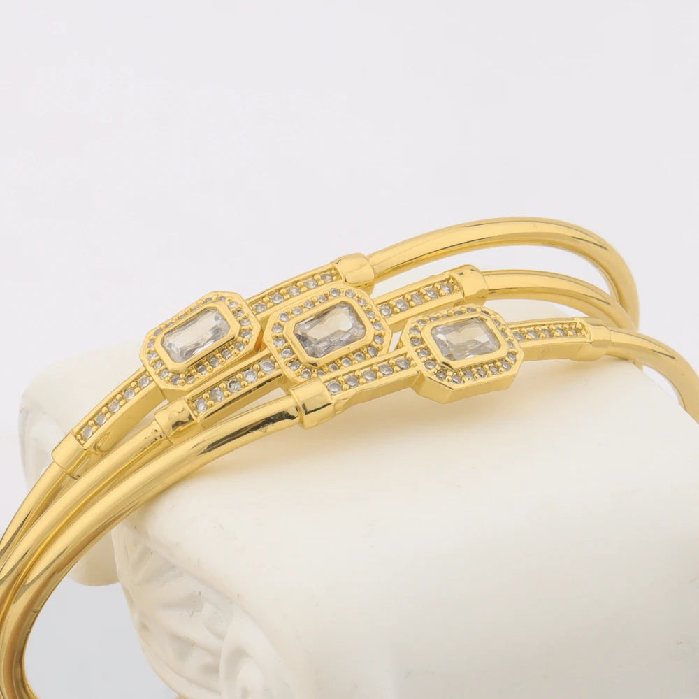 24K Gold-Plated Hollow Earrings Necklace Ring Bangle Jewelry Sets for Women, Unique Party Valentine Gift, Chic Jewellery Woman