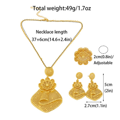 Luxury 18k Gold Plated Jewelry Set for Women Wedding Italian Jewellery Sets Bride Necklace and Earrings Ring Set Wholesale