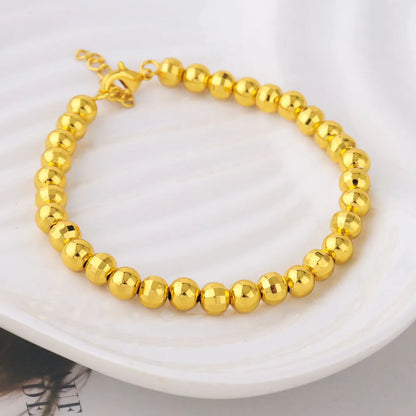 Gold Color Women Dubai Bangle Ghana Fashion Bead Chain Bracelet Waterproof Jewelry Noble Female Accessories Party Easter Gift