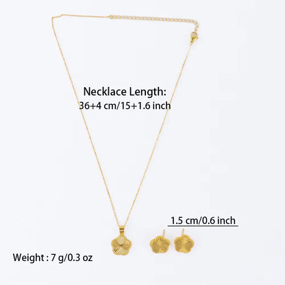 Golden Color Choker Stainless Steel Pendant Necklace Earrings for Women Flower Pendants Women's Fashion Jewelry Accessories