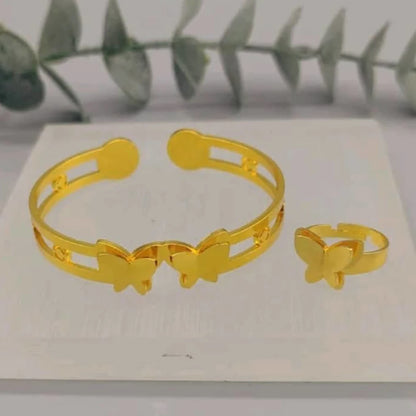 18k Gold Color Stainless Steel Bracelets Rings Adjustable Jewelry on Hand Couple Fashion Bangles Jewellery Accessories Gift