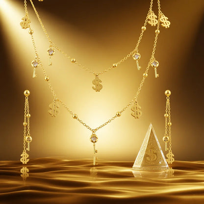 Bohemian earring and necklace jewellery set for woman Dollar style Tassel Earrings Necklace Beach Jewelry Vacation Gift