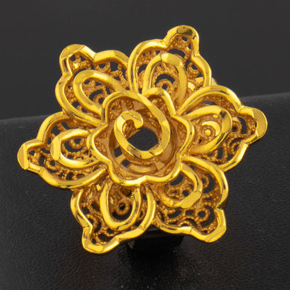 Ethiopia Dubai Flower Gold Color Arab Rings Resizable For Women 18K Gold Plated Wedding Jewelry African Party Gift