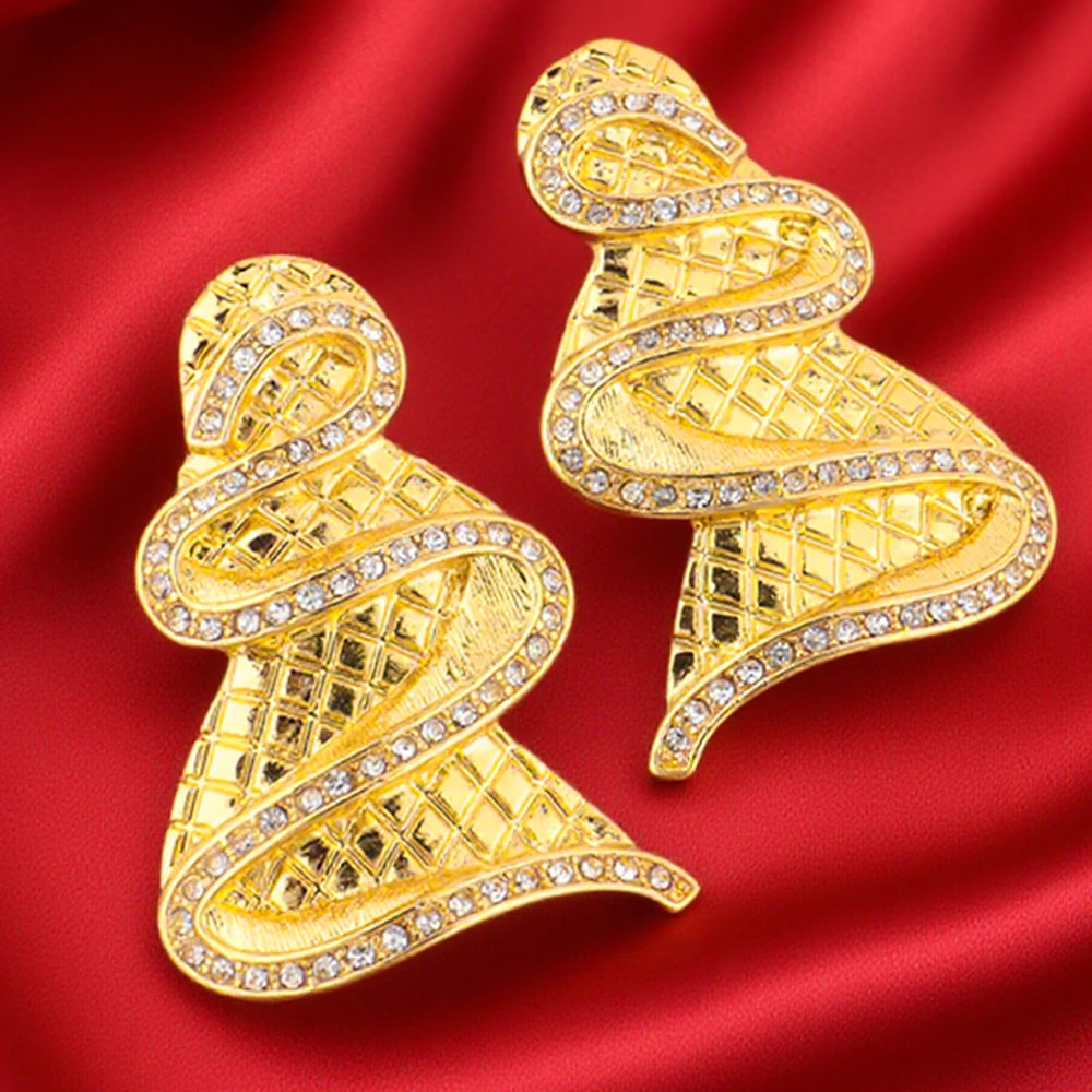 African Fashion Earrings Necklace Ring Bracelet Jewelry Set for Women Luxury Gold Color unique Design Italy Wedding Gift