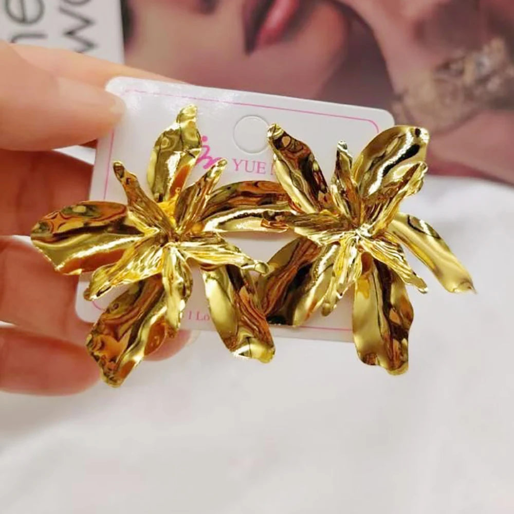Elegant Earrings For Women Ginkgo Leaf Metal Long Geometric Ear Accessories Holiday Birthday Party Gift Fashion Jewelry