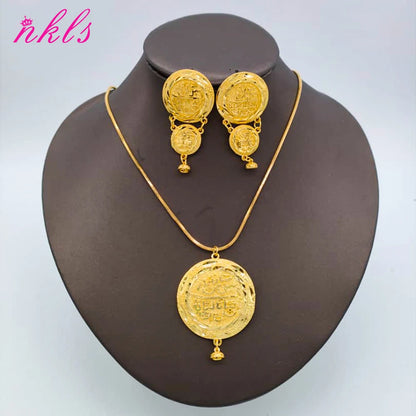 Plated New Design Jewelry Set: Drop Earrings & Bohemia Pendant Necklace for Women, Wedding Party Gift, Elegant Jeweller