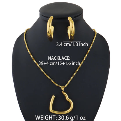 stainless steel heart woman necklace earrings 24K gold-plated jewelry set for women amazigh necklace Gift