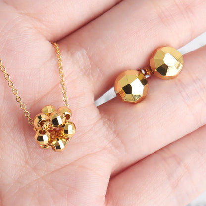 France Exquisite Gold Color  Women Jewelry Africa Urban Beauties Stainless Steel Pendant Necklace Earring Set Party Daily Gifts