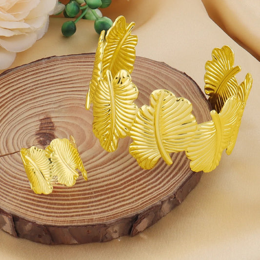 Boho Arm Bracelet Ring for Women Vintage Geometric Gold Color Leaf Women's Arm Bangles Jewelry Set Adjustable Party Jewelry Gift