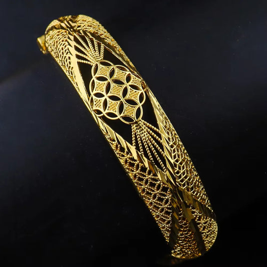 Dubai African 24k Gold plated Bracelet Women's Fashion Jewelry Ethiopian Bride Wedding Bracelet Jewelry Gift Wholesale
