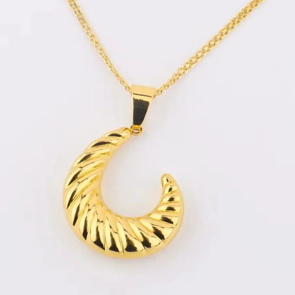 Dubai Crescent Moon Earrings & Necklace Set for Women, Luxury Wedding Party Gift, Trendy Jewelry Women Set