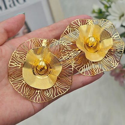 African-Inspired Gold-Tone Cuff Bangle & Ring Set for Women, Minimalist Luxury Daily Wear Jewelry Gift, Ethnic Chic Style