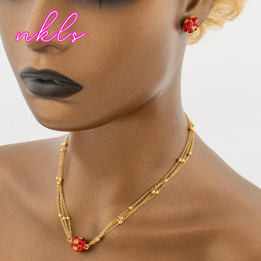 Luxury -Plated Necklace & Earring Set for Women, Bridal Jewelry Sets Wedding African Banquet Gift Chic Jewellery