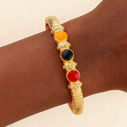 Fashion Multy Colors Personalized 18k gold plated ring and bracelet jewelry set daily wear High Temperament bracelets Girl Gift