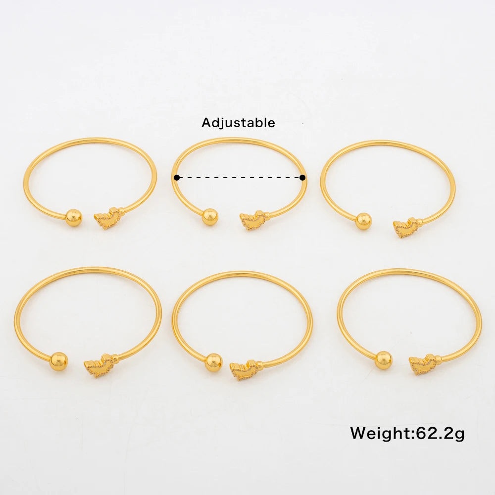 6pcs/lot Bangles Jewelry Set for Ladies Shine African Map Design Cuff Bangle Weddings Bride Hand Bracelet Jewelry Accessories