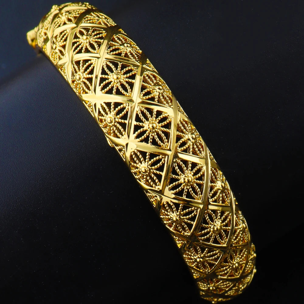 Women Charm Bracelet 24K Gold Plated Bangles for Women Middle East Wedding Accessory Bridal Bracelets Jewelry