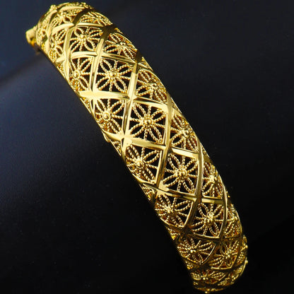 Women Charm Bracelet 24K Gold Plated Bangles for Women Middle East Wedding Accessory Bridal Bracelets Jewelry