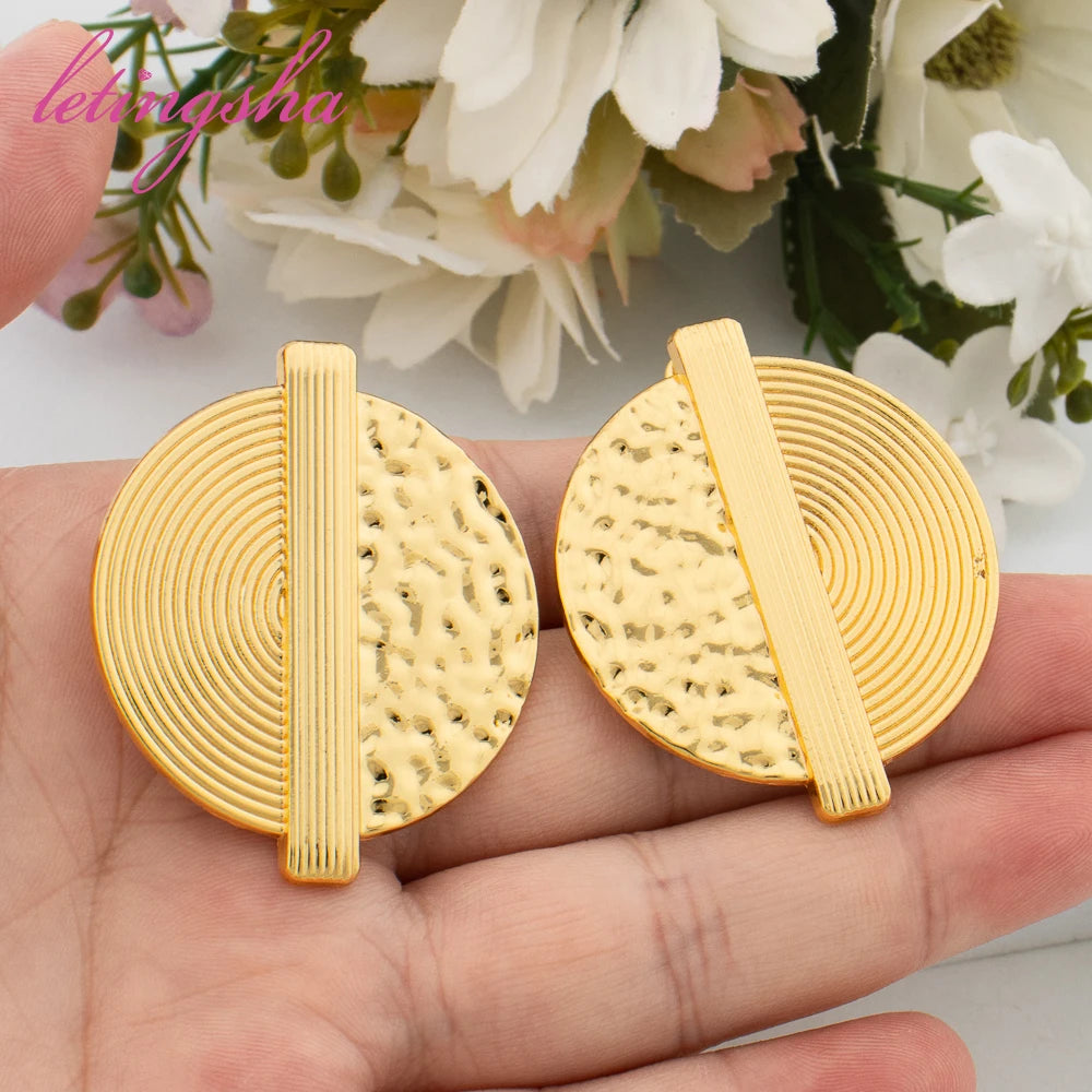 African Earrings Ring Set for Women Fashion Newest Jewelry Set Statement Dubai Luxury 18K Gold Plated Jewelry Set Party Gift