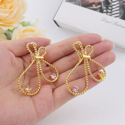 WomenTrendy Design Jewelry Set Dubai America Gold Color Earrings Necklace Color Zircon Bangle Ring Set For Wedding Party Gift