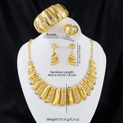 Dubai Women's Jewelry Sets Necklace Earrings Bracelet and Ring Sets Perfect for Banquets and Weddings Wholesale Free Shipping