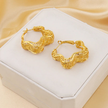 Vintage Boho Style Hoop Earrings for Women Ethnic Hollow Earrings Party Jewelry Gifts New Trend Accessories