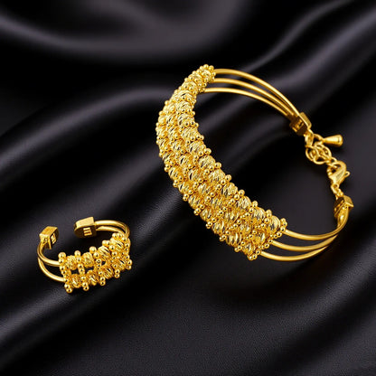 Stainless Steel Multi Layer Gold Color Beads Bracelets Charm Women 18K Gold Plated PVD Waterproof Jewelry Wedding Party Gift