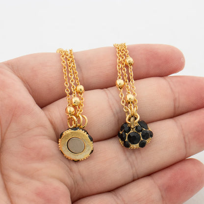 Elegant Black Zircon Jewelry Set Charm Magnetic Pendant Simple Exquisite Simple Necklace Fashion Collarbone Chain Clip Earrings