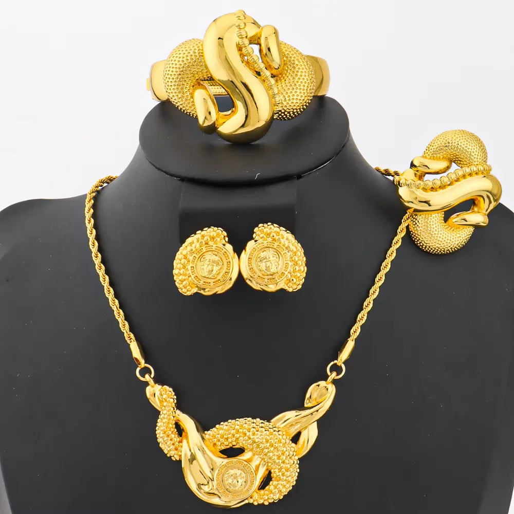NKLS Women's  Color Snake Pattern Jewelry Set with Necklace Earrings Ring Bangle - Party Accessory Gift for Ladies