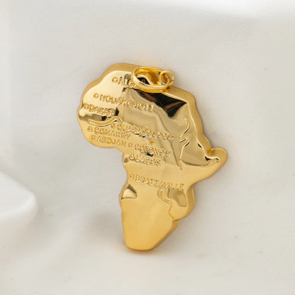 Africa Map Pendant Gold Color 60cm Necklaces for Women Men African Maps Jewelry High Quality Unique Elephants Leopards Jewellry
