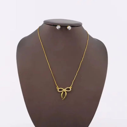 France Bow-Shape Earrings & Necklace Set for Women, Exquisite Valentine’s Day Party Gift, Elegant Jewelry Women Set