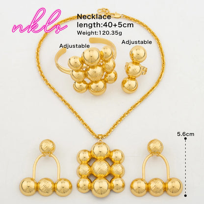 Dubai Beads Pendant Large Jewelry Set for Women—Necklace, Earrings & Bangle, Simple Banquet Party Gift, Jewelry Women
